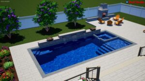 Castaway fiberglass pool by Barrier Reef sold at Splash Pool & Spa