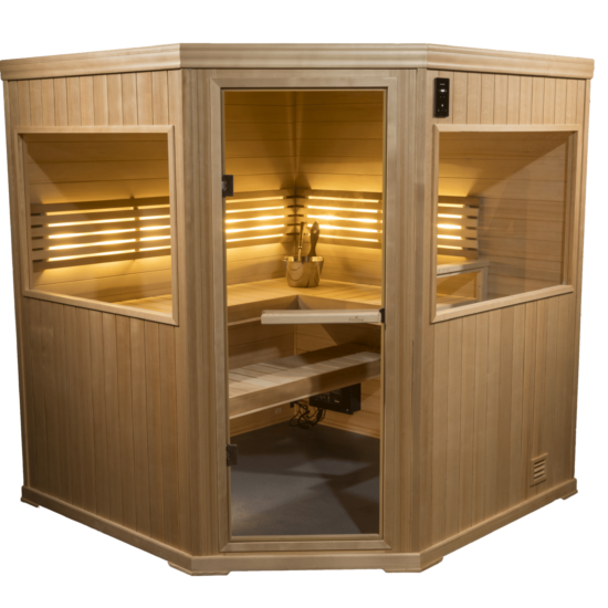 Finnleo Hallmark Series plug-and-play sauna 6x6 corner