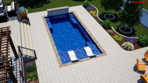 Outback Lounger wide model fiberglass pool from Barrier Reef sold at Splash Pool & Spa