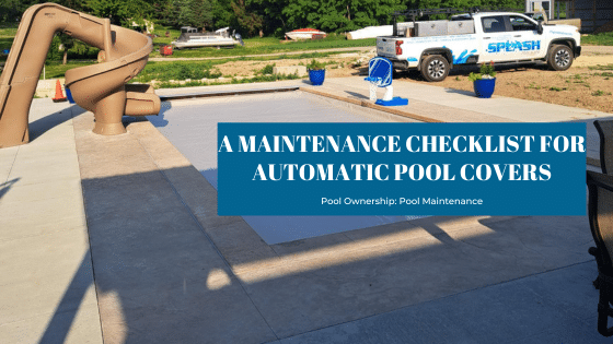 Automatic pool cover installed on a fiberglass inground pool by Splash Pool & Spa in Cedar Rapids, Iowa
